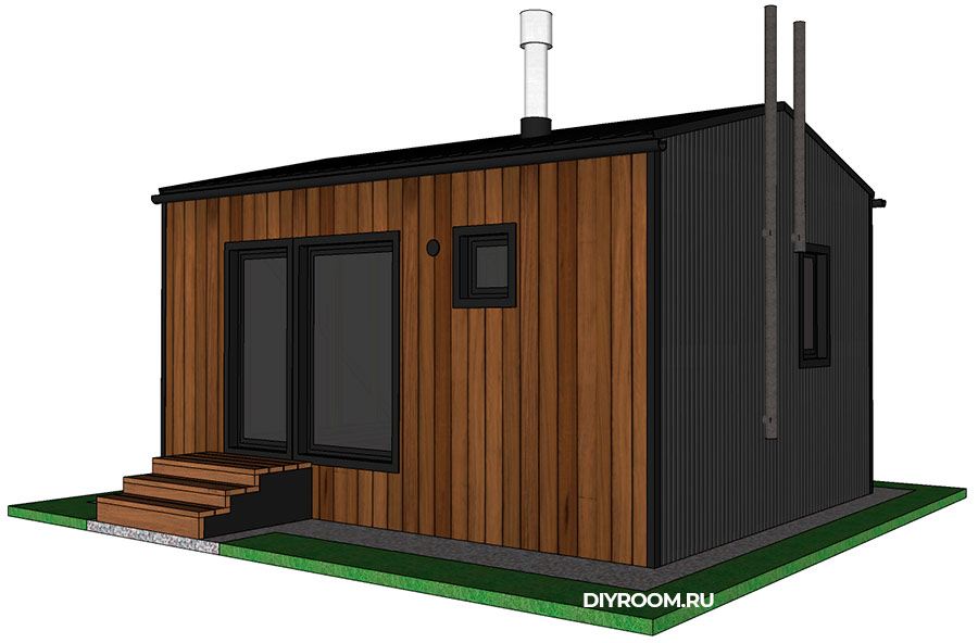 Проект, Дом-Баня, Баня, Дом, Своими, Руками, Чертежи, Каркасный