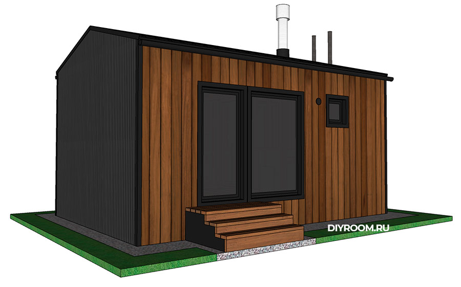 Проект, Дом-Баня, Баня, Дом, Своими, Руками, Чертежи, Каркасный